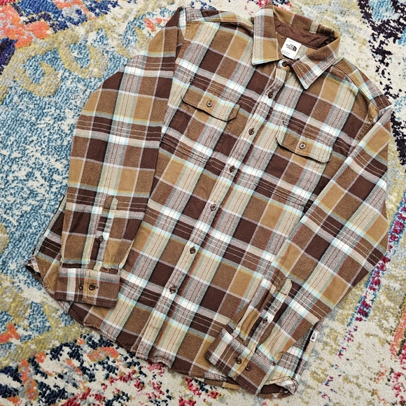 The North Face Arroyo Flannel Mens Large Plaid Button Down Shirt TNF Long Sleeve - Picture 1 of 11